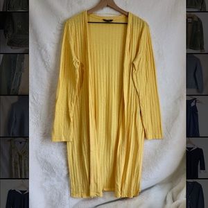 Knee length yellow cardigan